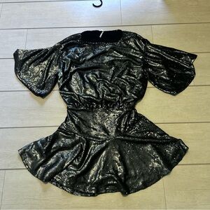 Free People Shiny Black Mini Dress